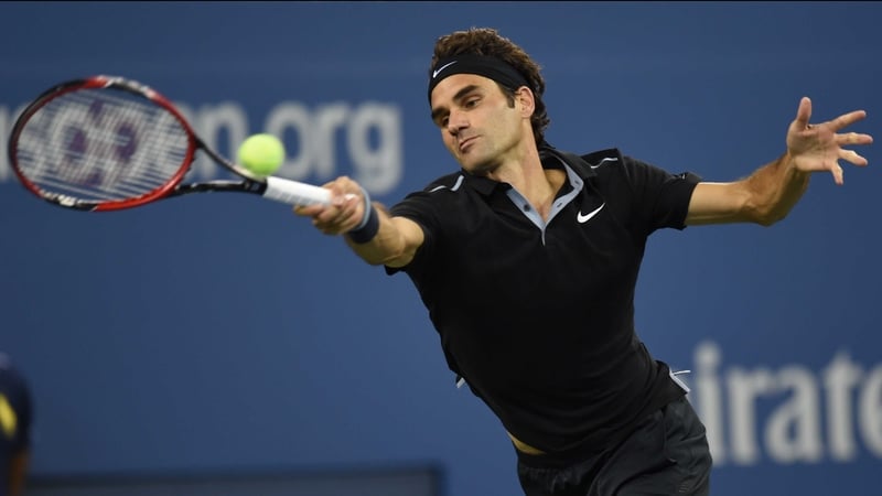 Roger Federer's returns a rocket serve from Sam Groth