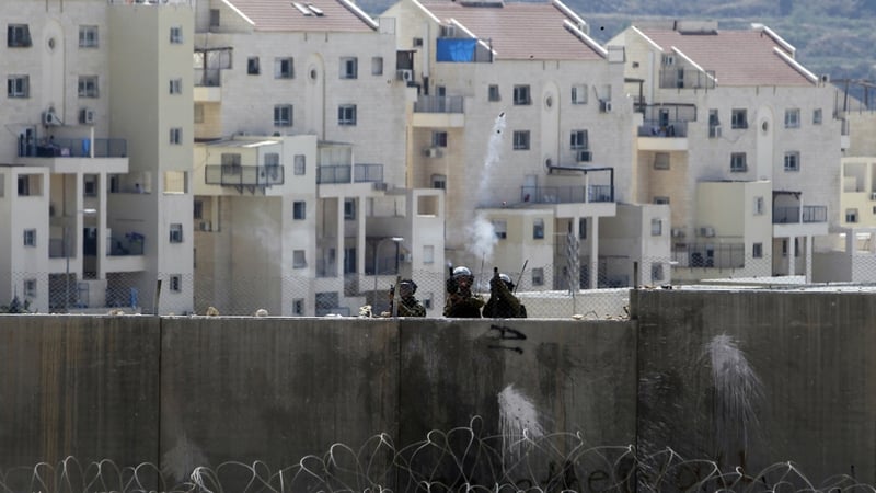 Israeli security forces on duty at the separation barrier in the village of Bilin, near the West Bank city of Ramallah last week