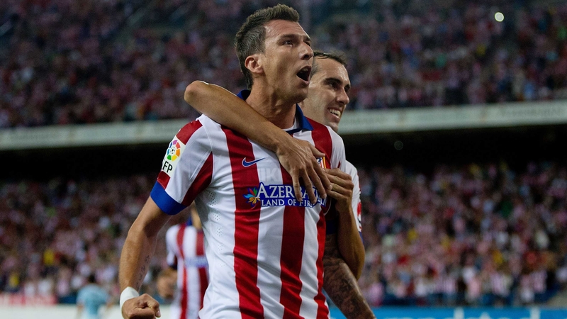 Mario Mandzukic headed home Atletico Madrid's fourth goal at the Vicente Calderon Stadium