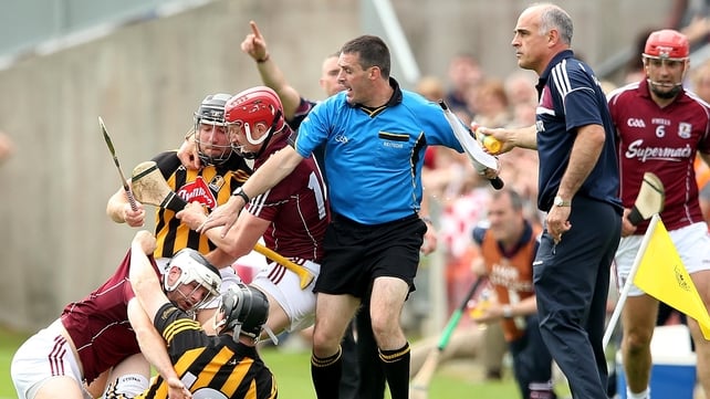 22 June - Galway’s Joe Canning and Andrew Smith are in a battle of sorts with Richie Hogan and Walter Walsh of Kilkenny during the Leinster semi-final at O'Connor Park in Tullamore