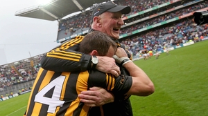 10 August - Brian Cody and Jackie Tyrell celebrate at the final whistle after the two-point win over the Shannonsiders