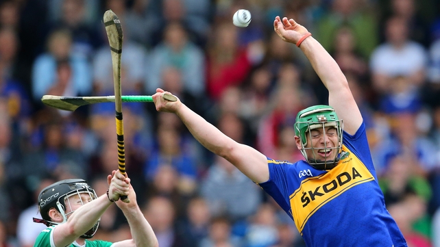 12 July - John 'Bubbles' O'Dwyer and Niall Wynne have a clash of timber but it was Tipperary who had far too much for Offaly in their hurling qualifier at O'Moore Park