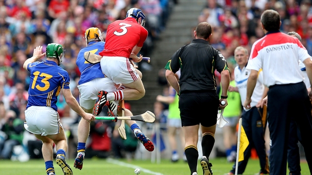 17 August - Tipperary’s Kieran Bergin shoulders Damien Cahalane of Cork in a Riverdance pose during the All-Ireland semi-final