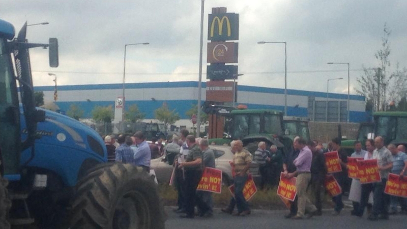 Beef farmers have staged a blockade at a McDonald's fast food restaurant in Kilkenny