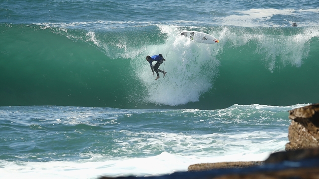 Ian Walsh wipes out during the Cape Fear surfing event in Sydney