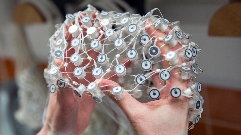 One person wearing a wireless, internet-linked electroencephalogram or EEG would think a simple greeting,