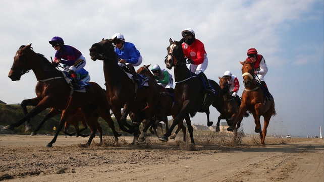 Horses in action during the Gilna's Cottage Inn Maiden