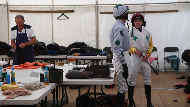 Steven Crawford and Steven Clements in the makeshift weighing room