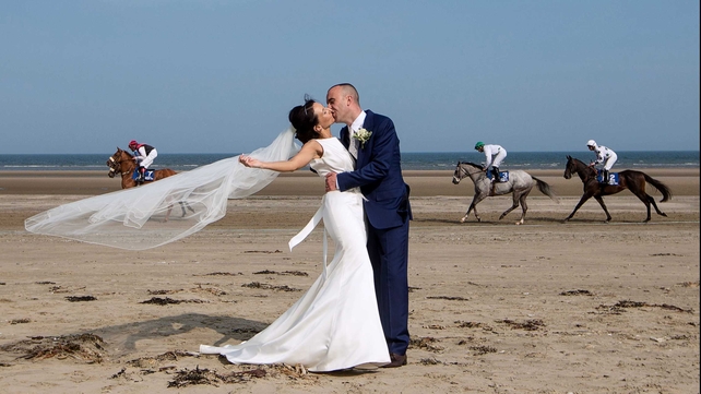 Love and marriage, love and marriage, go together like a horse and... Newlyweds Fran and Mary Smith presumably waiting for the carriage to turn up at Laytown