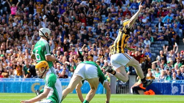 Kilkenny's John Walsh celebrates scoring a goal in the minor final
