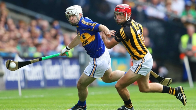 Kilkenny's Cillian Buckley and Gearoid Ryan of Tipperary in the early exchanges