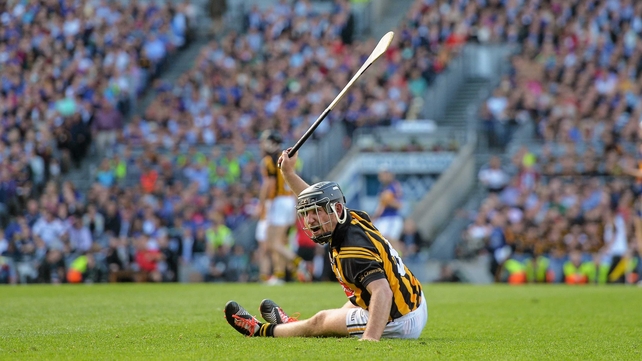 Richie Hogan goes down with cramp near the end of the game