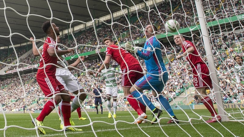 Jason Denayer (l) opened the scoring at Parkhead on seven minutes