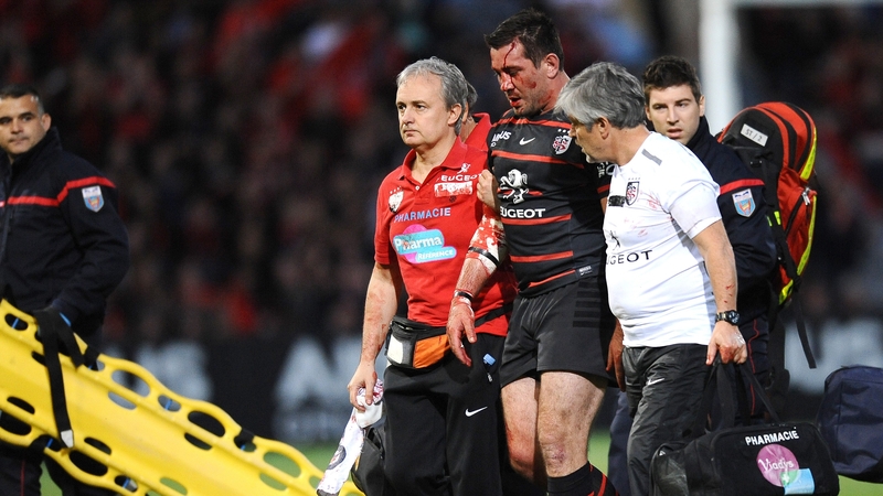 Florian Fritz leaves the pitch, concussed, only to return a few minutes later, in a controversial incident last year