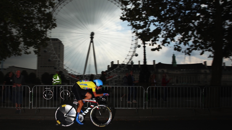 Dylan Van Baarle in action during today's time trial