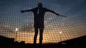 Clare goalkeeper Keith Hogan calls on his players to spread out during the U-21 'A' Final