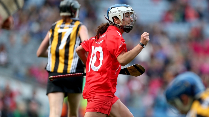 Jennifer O'Leary's celebrates after netting Cork's first goal in the All-Ireland final