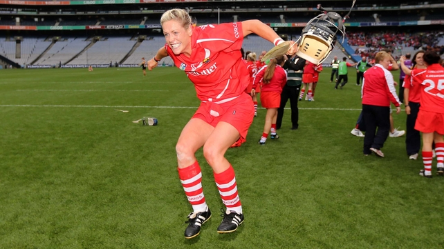 Cork's Angela Walsh celebrates after the game