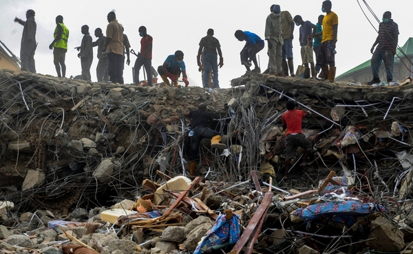 The collapse happened while three extra stories were being added to a guest house of the church compound