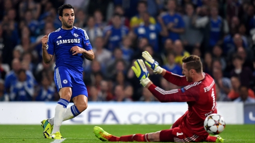 Cesc Fabregas opens the scoring for Chelsea at Stamford Bridge