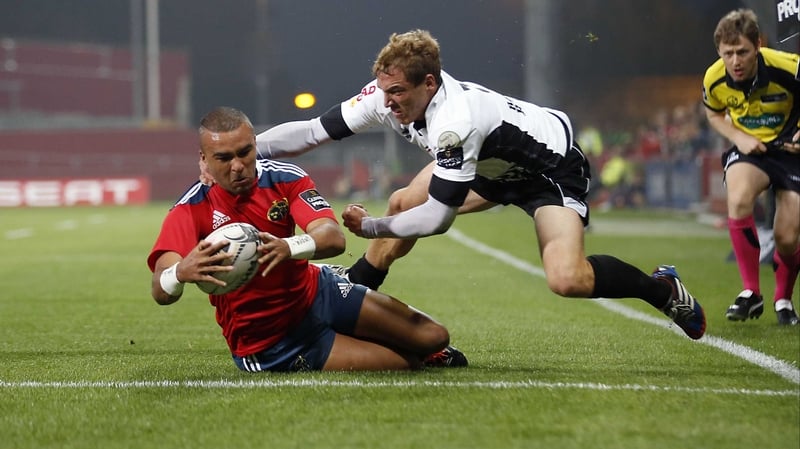 Simon Zebo bagged a hat-trick of tries for Munster