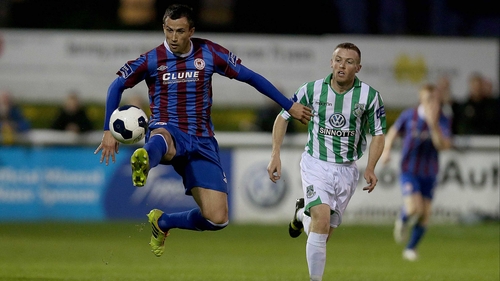 Keith Fahey of Pat's is under pressure from Bray's Dean Zambra