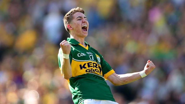 Kerry's Jordan Kiely celebrates after the final whistle