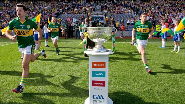 Kerry run out onto the pitch for the senior game