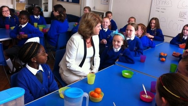 Tánaiste Joan Burton launching a breakfast club in Raheny this morning