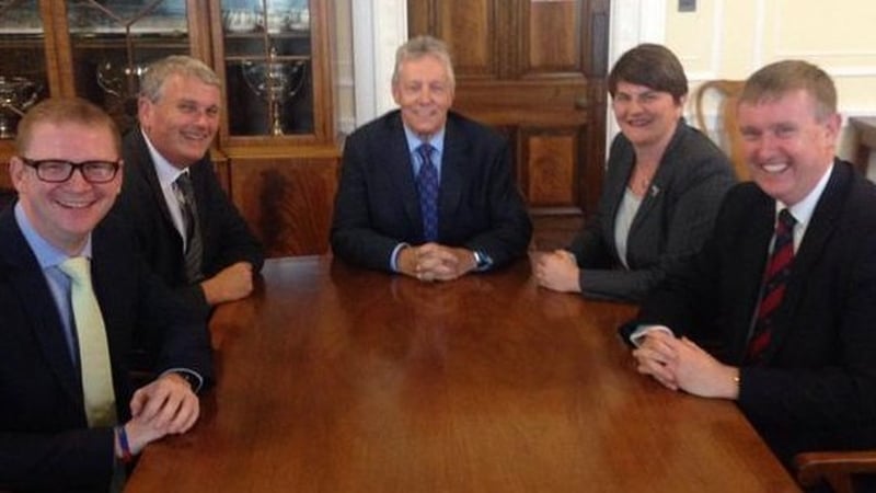 Peter Robinson announced the ministerial reshuffle on Twitter (Pic: @DUPleader)