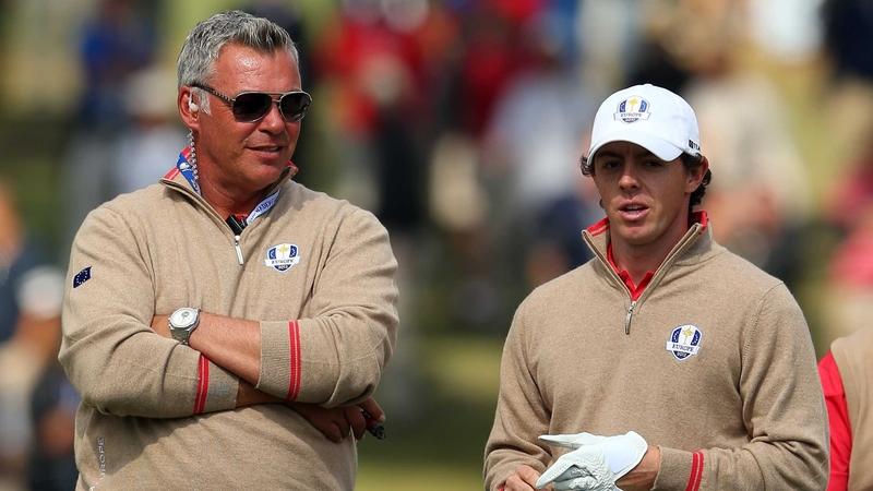 Darren Clarke (L) was a vice-captain for Europe's 2012 Ryder Cup win at Medinah