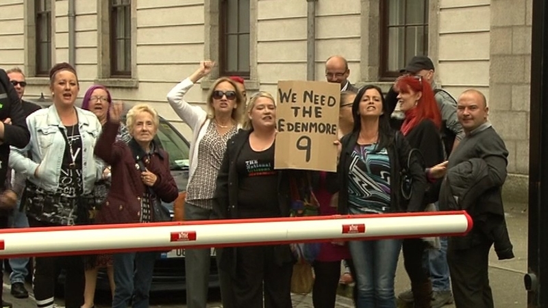 A protest took place outside the Four Courts in advance of the hearing