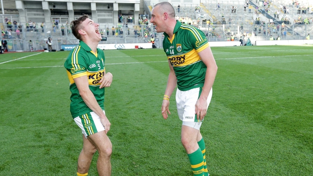 ... James O’Donoghue and Kieran Donaghy share a joke after the Kingdom's victory in the senior final