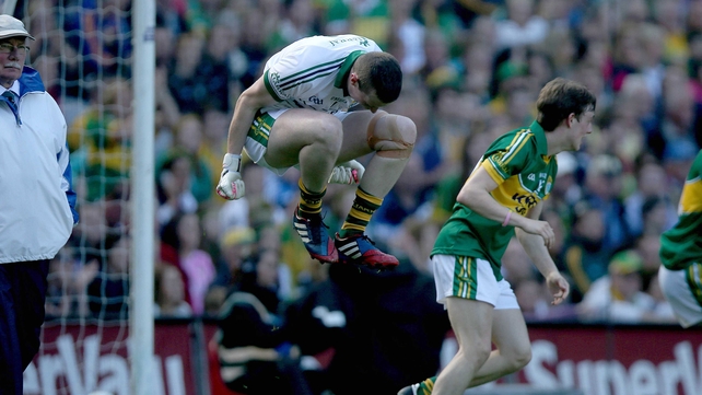 Kerry goalkeeper Shane Ryan jumps for joy after winning the All-Ireland MFC title on Sunday...