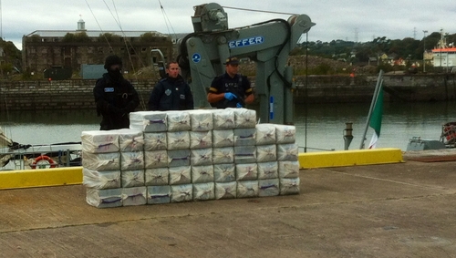 The bales of cocaine were unloaded in Cork this afternoon