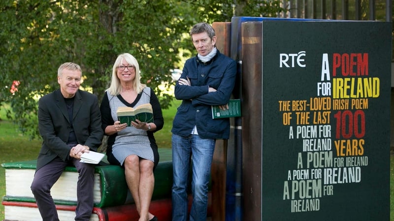 Niall MacMonagle, Anne Doyle and John Kelly at the launch of A Poem for Ireland