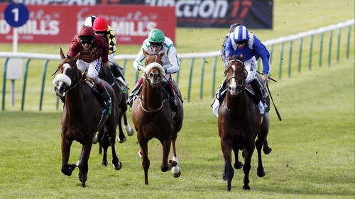 Elm Park (crimson silks) is a 33-1 shot for next season's Derby