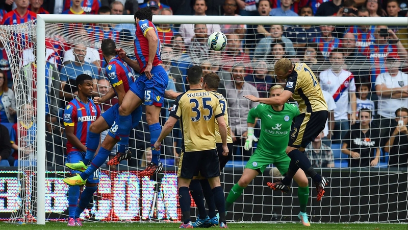 Mile Jedinak heads home Crystal Palace's second goal at Selhurst Park