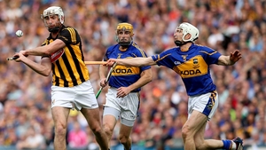 Tipperary’s Brendan Maher and Michael Fennelly of Kilkenny battle during the early stages