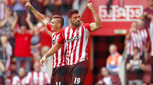 Graziano Pelle celebrates a fourth goal in as many Premier League matches