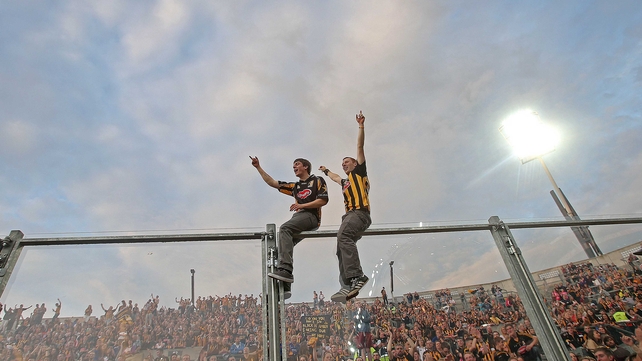 It may be against health and safety regulations but these Kilkenny fans don't care