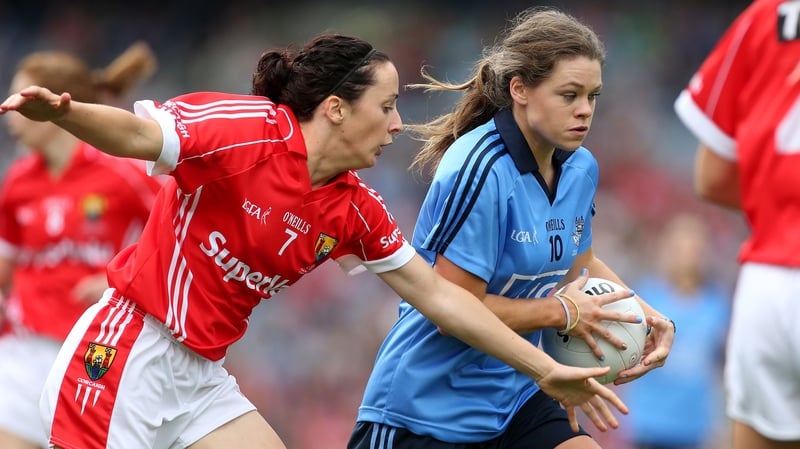 All star winners Geraldine O'Flynn of Cork and Dublin's Noelle Healy in action during the All-Ireland final