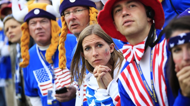 Both sets of fans provided a colourful back-drop to an exciting day of golf