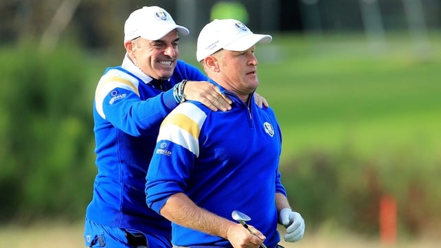 ... and congratulates the man of the moment, Jamie Donaldson