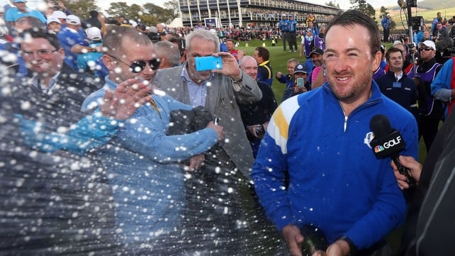 Graeme McDowell makes a splash in celebration