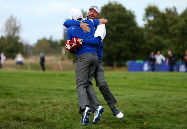 Sergio Garcia and Thomas Bjorn celebrate their win