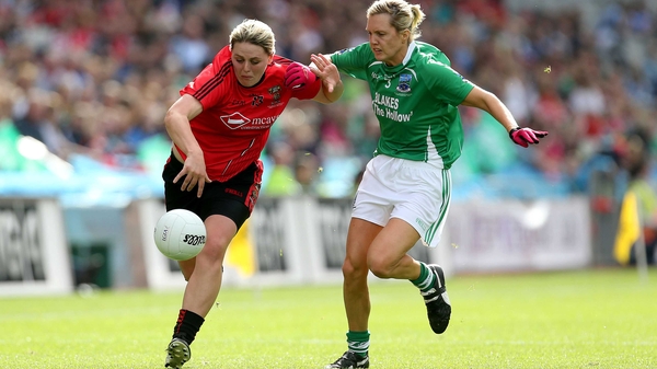Down star Kyla Trainor evades Kyla McManus of Fermanagh at Croke Park