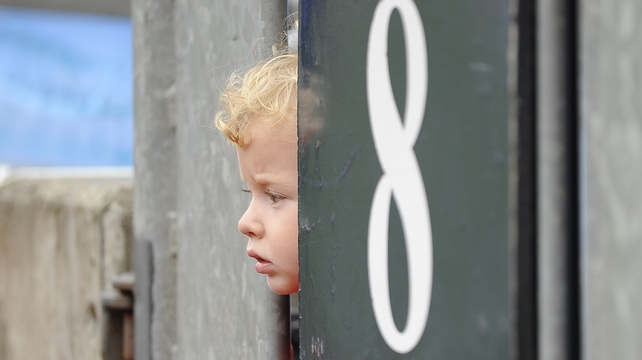 Young Down fan Johnny Power watches on intently at Croke Park