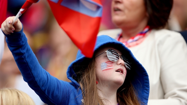 A young New York fan cheers on her team in the Junior final against Wexford