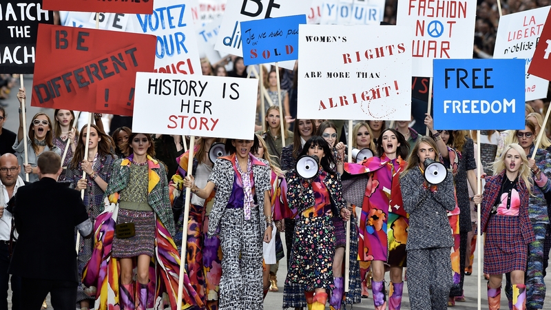 Cara Delevingne lead the march at Paris Fashion Week